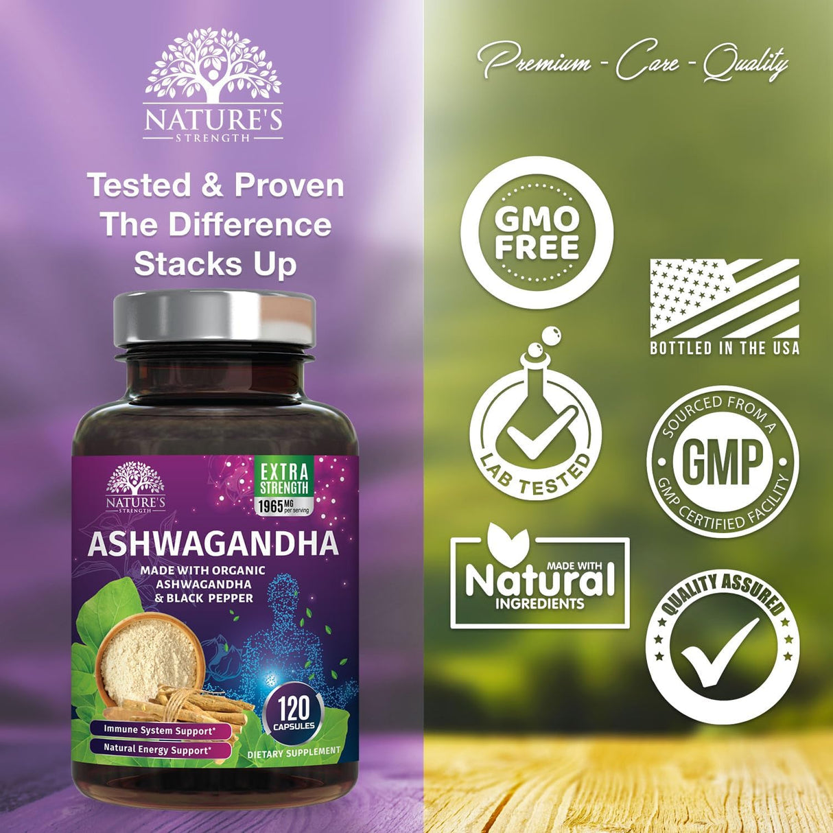 Suplemento Orgánico de Ashwagandha 1950 mg - 120 Cápsulas