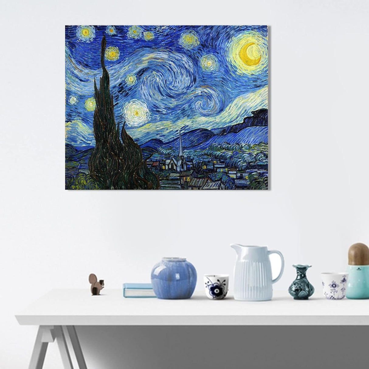 Reproducción de Noche Estrellada de Van Gogh, póster enmarcado