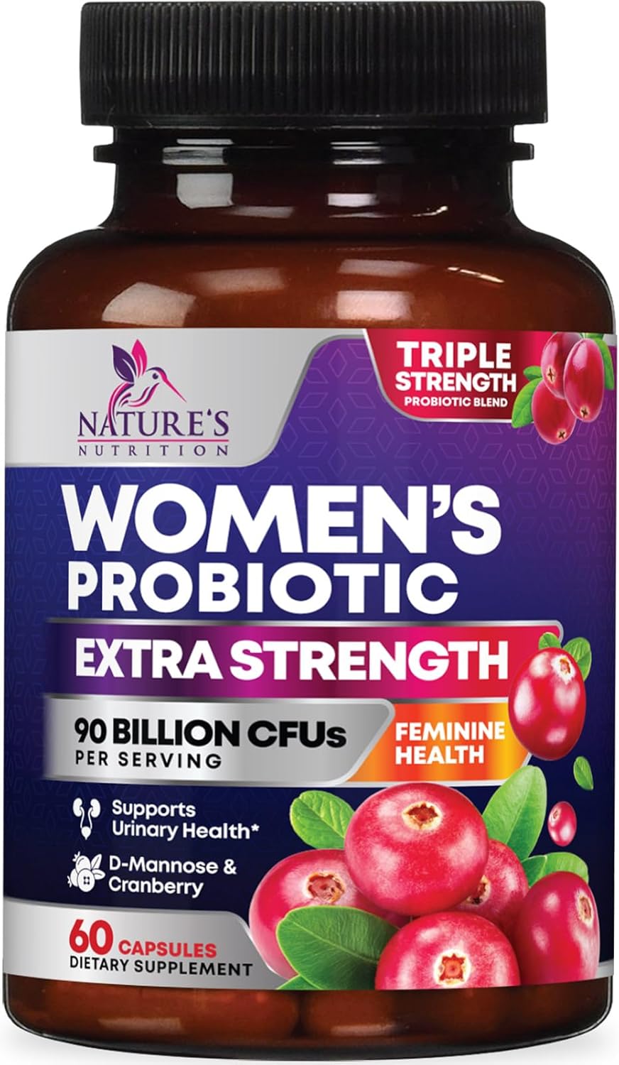 Probióticos para Mujeres - 90B CFU, 16 Cepas, Cranberry, 60 caps