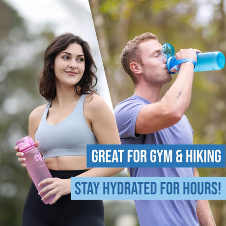 Embrava Best Sports Water Bottle - Botella de agua grande de 32 onzas, flujo rápido, tapa abatible a prueba de fugas con apertura de un clic, plástico no tóxico, sin BPA y ecológico, para hombres y mujeres