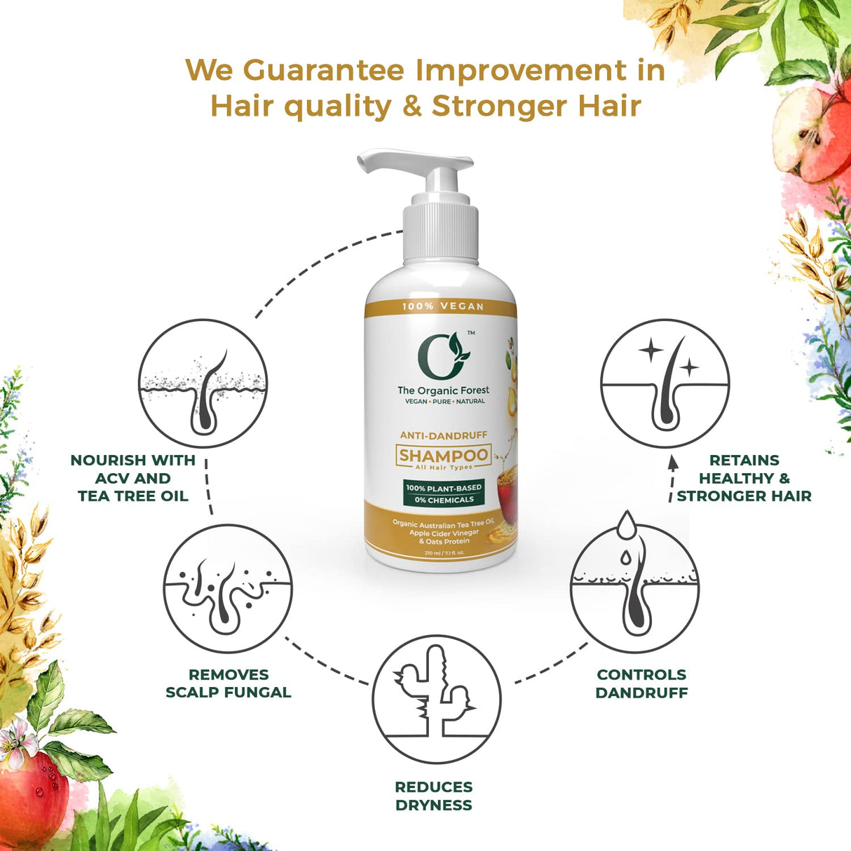Champú anticaspa para el cabello de romero y árbol de té