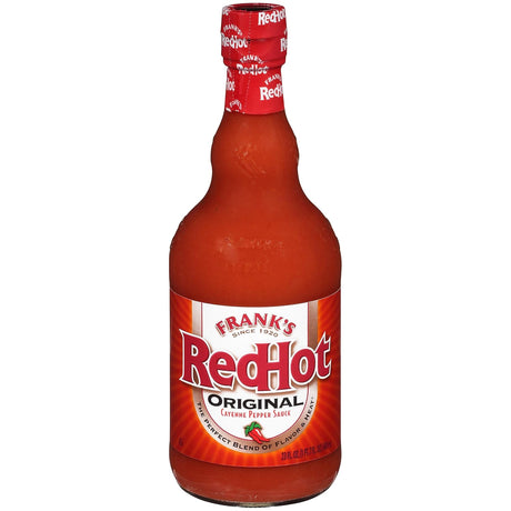 Frank's RedHot Salsa picante original, 23 onzas líquidas (paquete de 12), un paquete de 12 botellas de 23 onzas líquidas de salsa picante original de pimienta de cayena, ideal para mesa