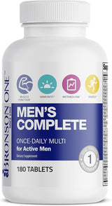 Multivitamínico Completo Bronson ONE para Hombres Activos, 180 Tab.