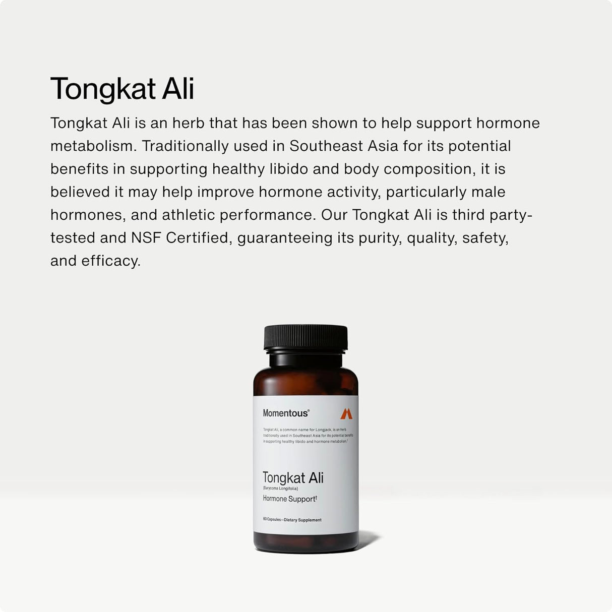 Momentous Tongkat Ali - Suplemento Natural para Energia y Hormonas - 30 Porciones