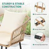 YITAHOME Juego de 3 piezas de mimbre para patio al aire libre, juego de muebles de ratán para todo tipo de clima con mesa y cojines, sofá seccional al aire libre para patio, balcón, patio trasero, terraza