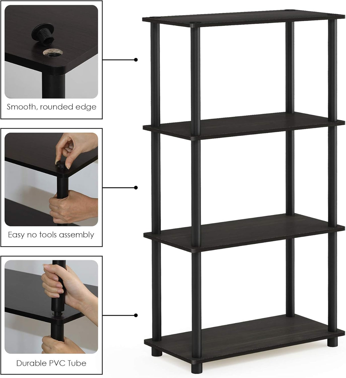 Estante Multipropósito 4 niveles Furinno - Modelo 99557EX/BK