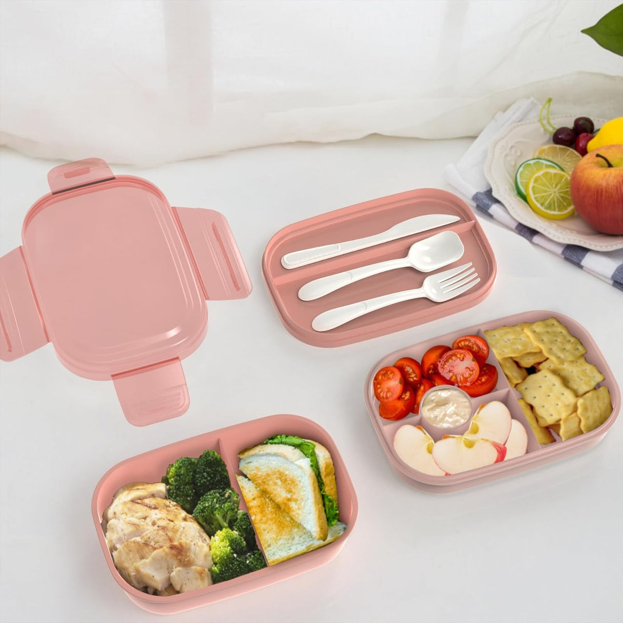 Caja de Almuerzo JBGOYON® - 3 Contenedores Apilables, Utensilios