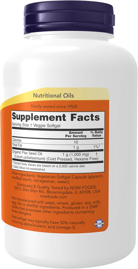 Aceite de Linaza 1000 mg, NOW Foods, Omega-3, 120 Veg Caps