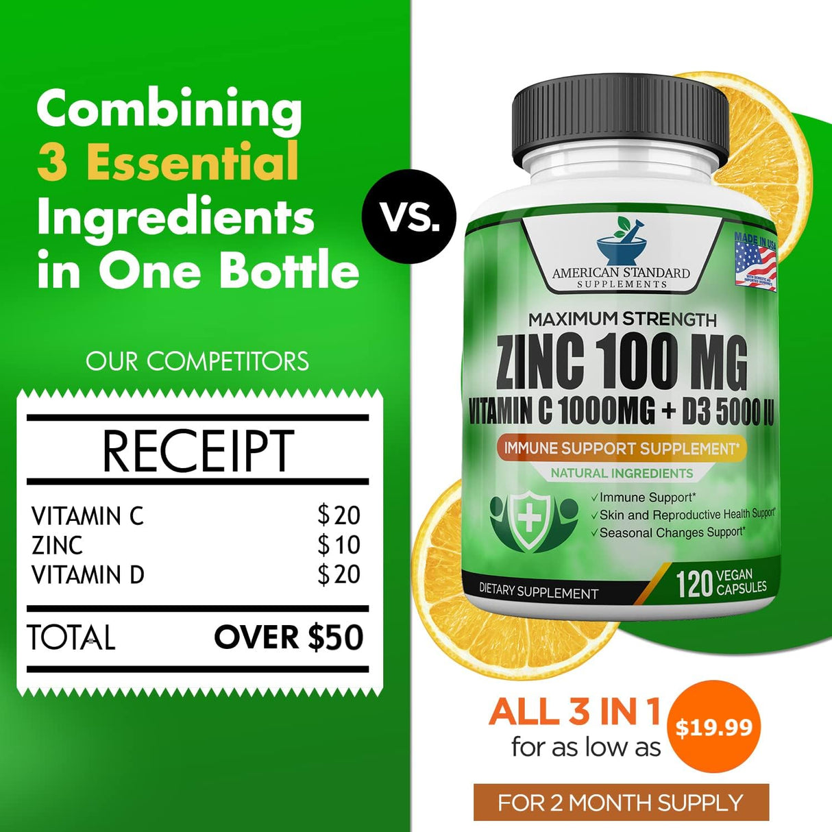 Suplementos Alimenticios Zinc 100 mg D 5000 UI