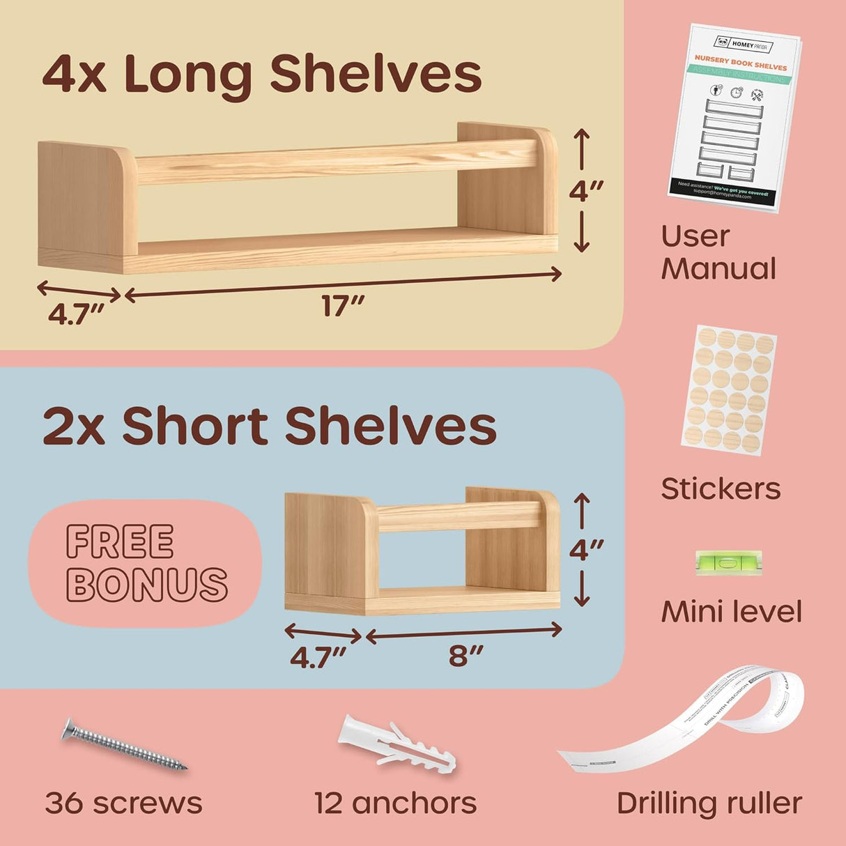 Estantes Flotantes para Libros, Marca: DIY, 6 en 1, Modelo: 4+2