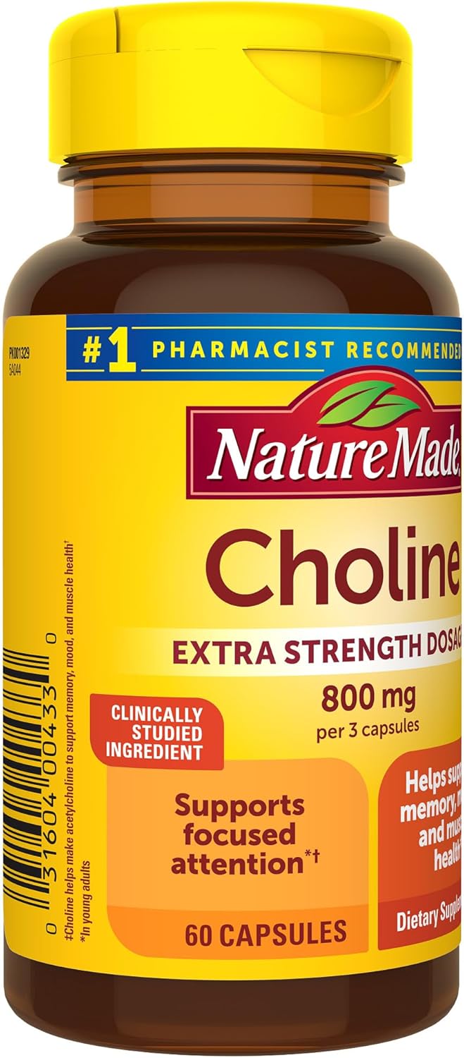 Suplementos de Colina 800 mg - Nature Made, 60 Cápsulas