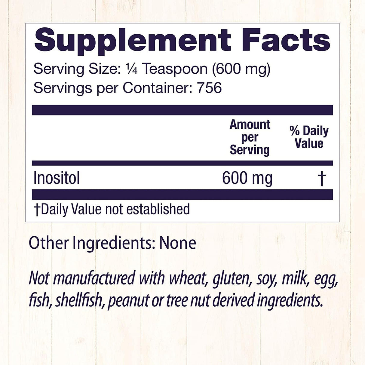 Suplemento Polvo de inositol puro sin OMG sin gluten