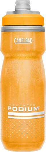 CamelBak Podium Chill Botella de agua aislada para bicicleta, botella fácil de apretar, se adapta a la mayoría de jaulas de bicicleta, 21 onzas, naranja