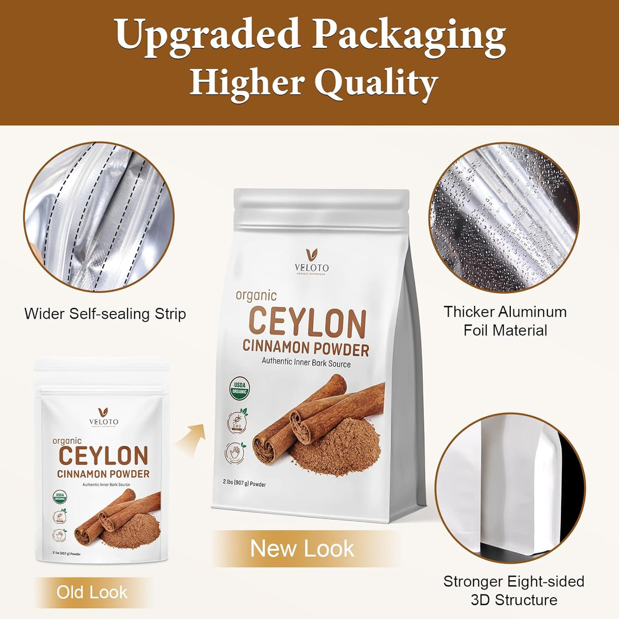 Canela de Ceilán Orgánica en Polvo 2lb - Certificada Kosher