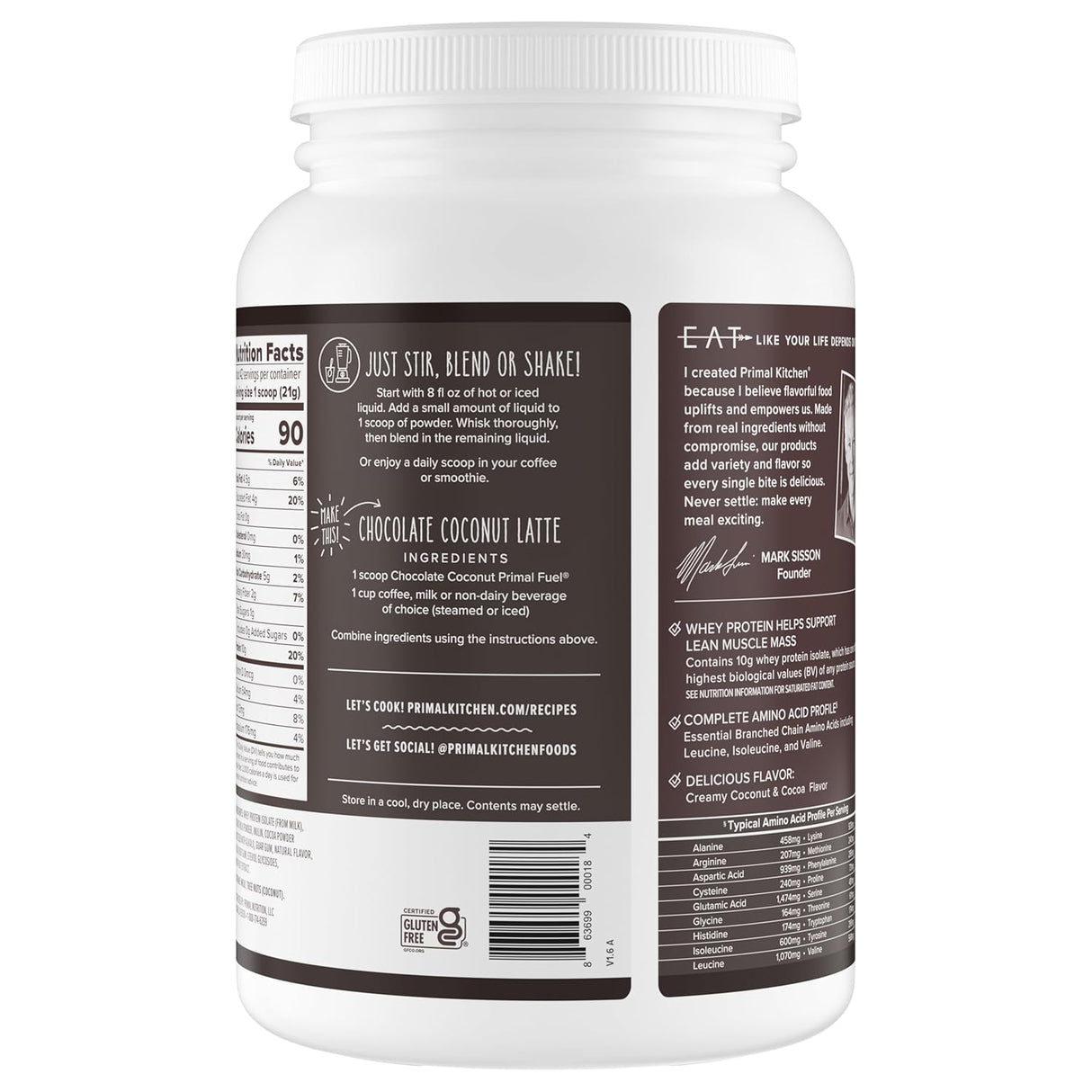 Primal Fuel Proteína de Suero Chocolate Coco Primal Kitchen