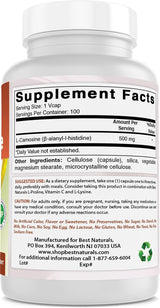 Best Naturals L-Carnosina 500 mg 300 Vcaps