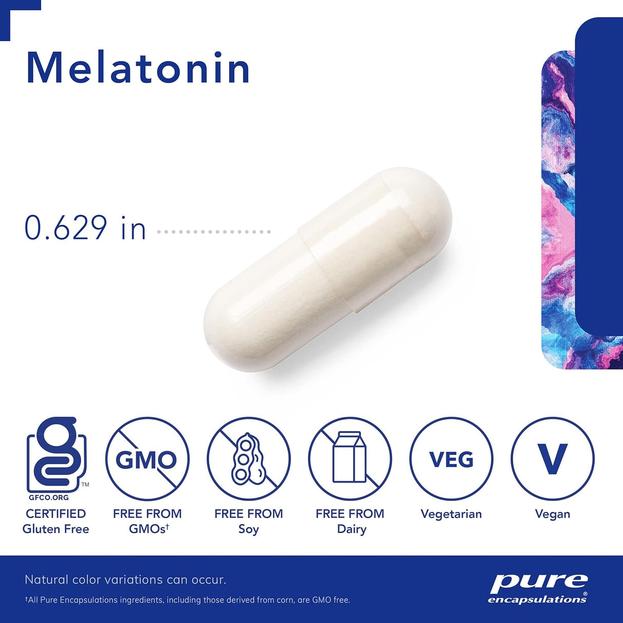 Melatonina Pure Encapsulations 20 mg, 99.5%, 60 Cápsulas