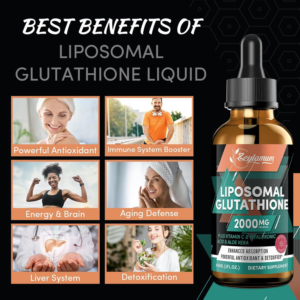 Suplemento de glutatión con vitamina C ácido hialurónico