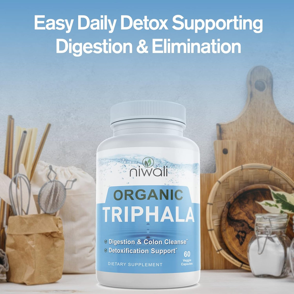 Suplemento orgánico de hierbas Triphala Apoyo del colon 60u