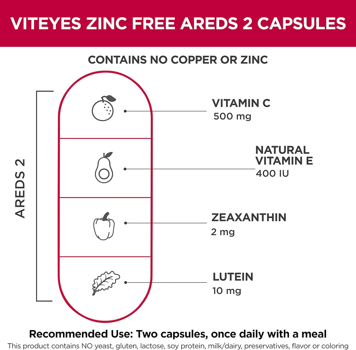 Suplemento Viteyes AREDS 2 Soporte macular sin zinc 180 und
