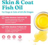 Solid Gold Aceite de pescado para perros y gatos – Aceite de salmón salvaje de Alaska para apoyo de la piel y el pelaje de perros – Mezcla de aceite de abadejo Omega 3 y ácidos grasos con EPA y DHA
