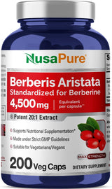 Berberina HCI 4500 mg - 200 cápsulas vegetales de 6 meses