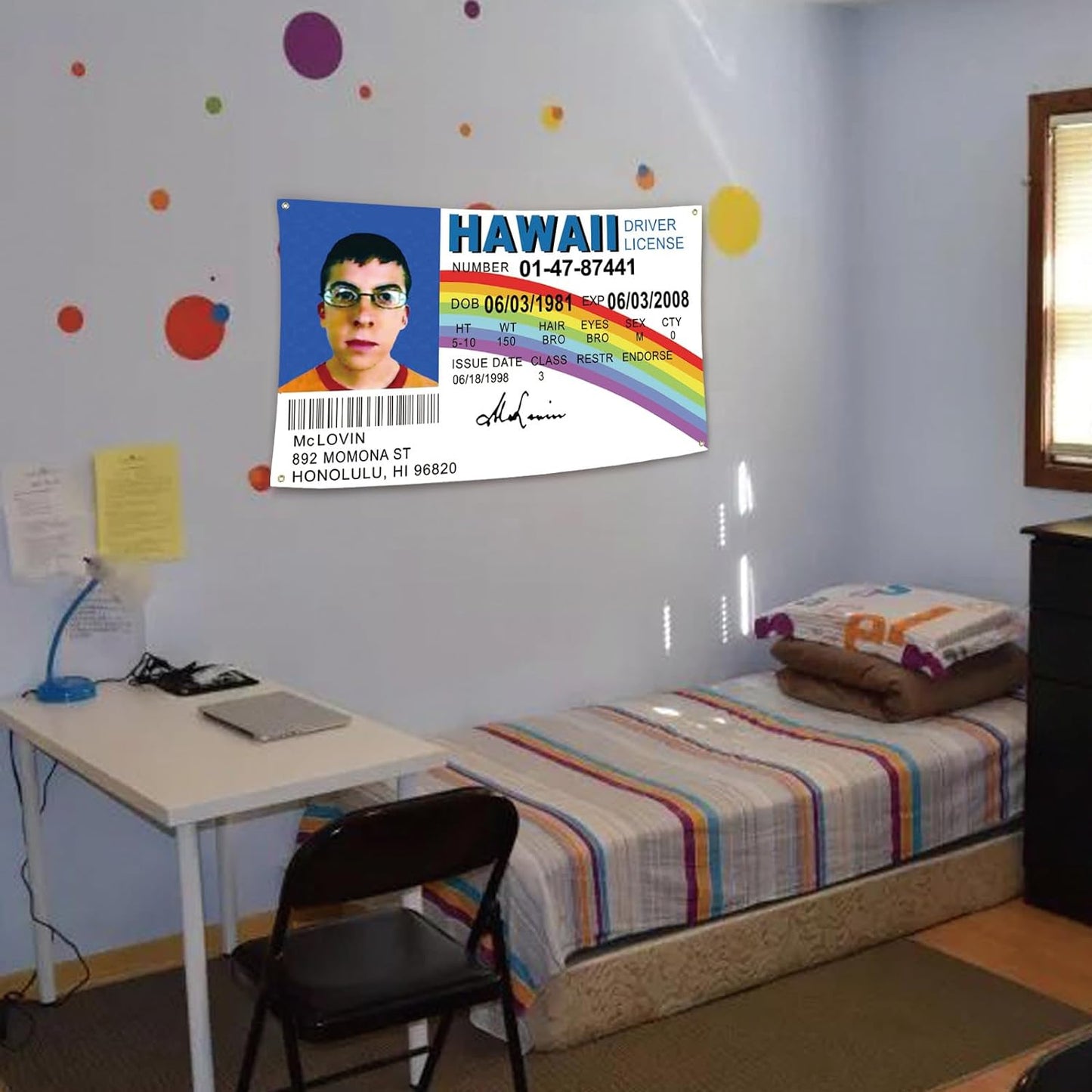 Bandera Divertida para Decoración de Habitación Modelo Mclovin