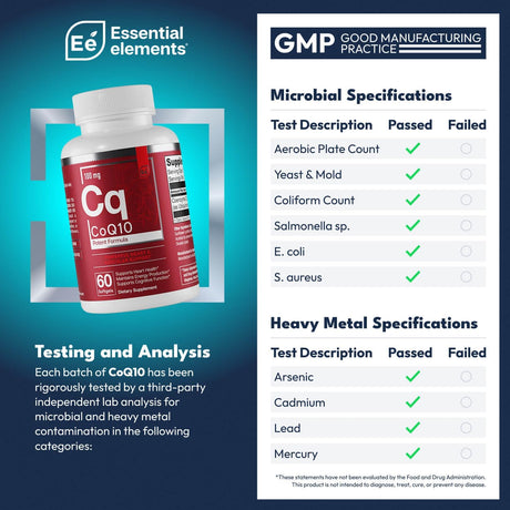 CoQ10 Esencial 100mg Suplemento para Corazón y Cerebro 60