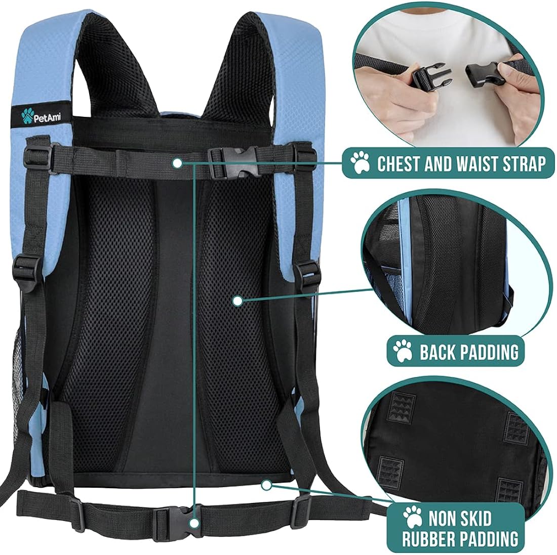 Mochila de lujo para gatos y viajes senderismo azul