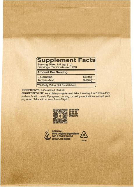 L-Carnitina L-Tartrato en Polvo - Pure Original Ingredients