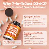 Suplemento de Vitamina D3 K2 10,000 IU con Magnesio y Potasio, 60 cápsulas