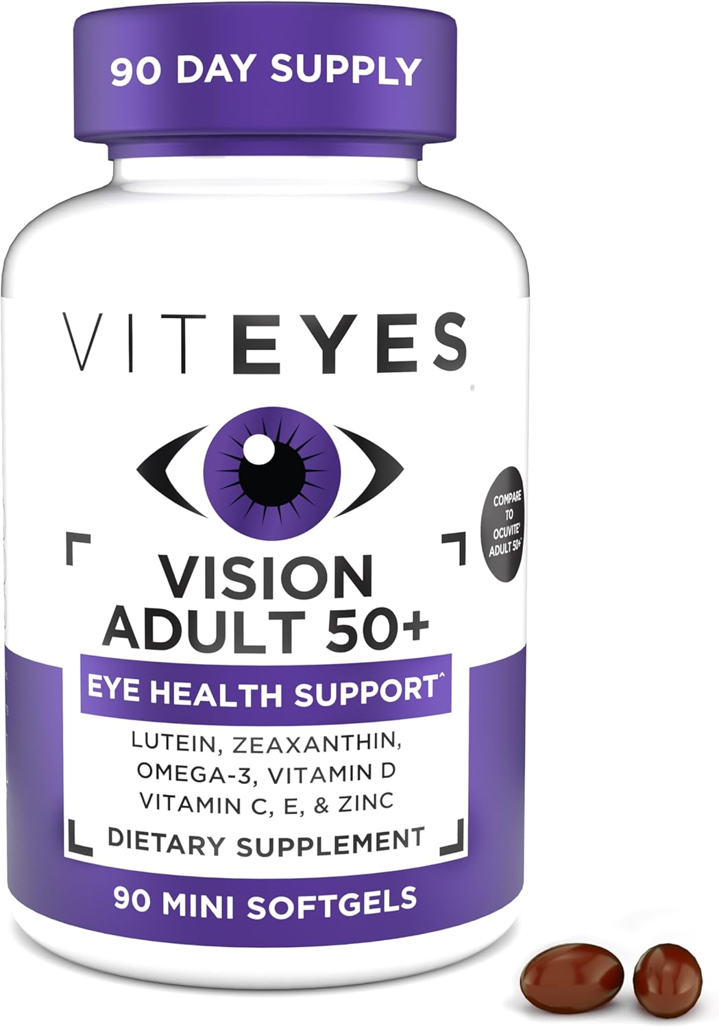 Viteyes Adulto 50+ para la vista, Luteína, Omega-3, 90 Cápsulas