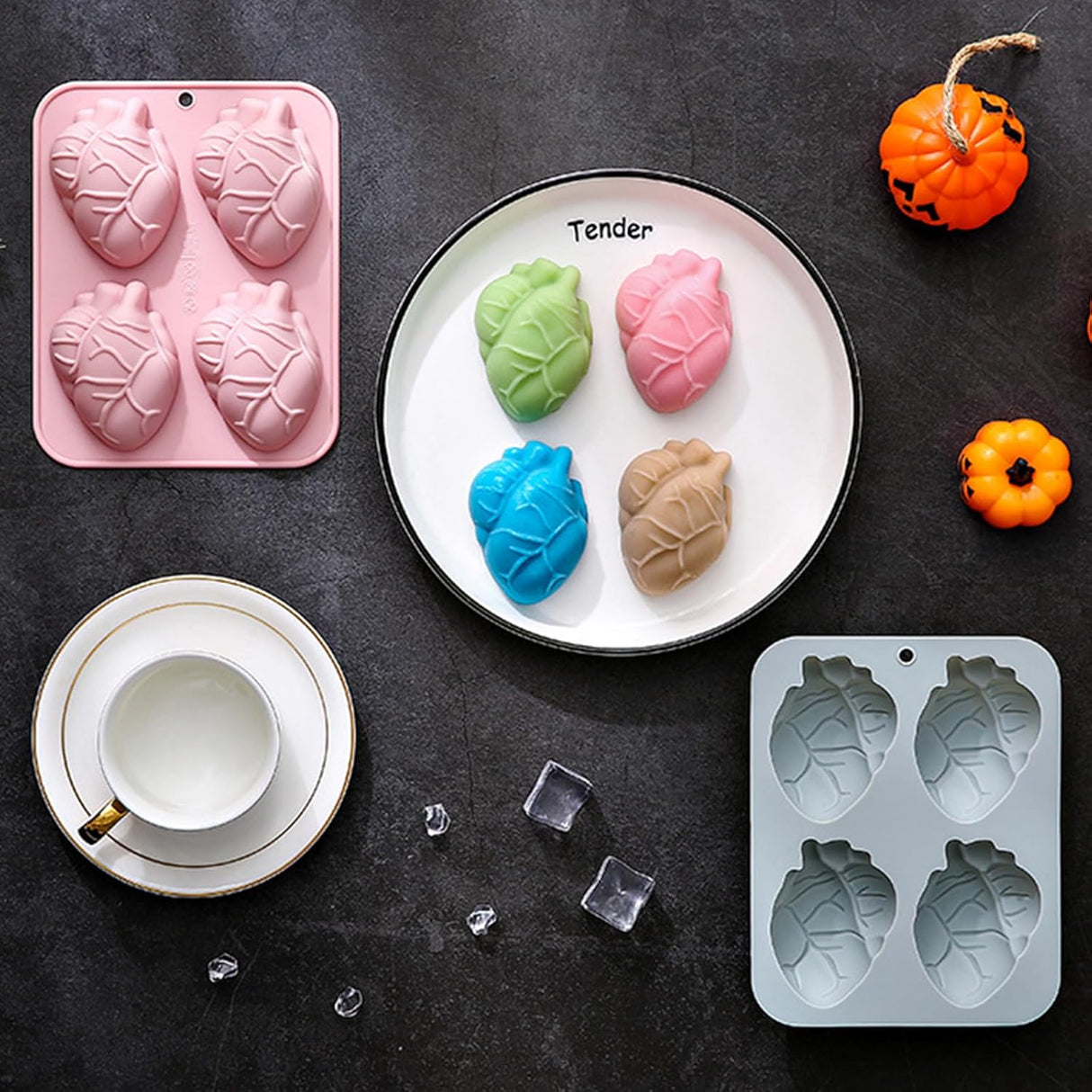 Moldes de Silicona para Chocolate, 2 Piezas, Corazón 3D