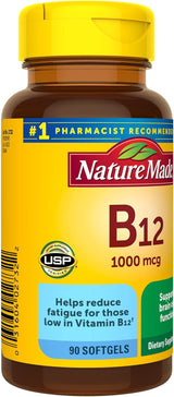 Suplemento de Vitamina B12 1000 mcg, Nature Made, 90 cápsulas