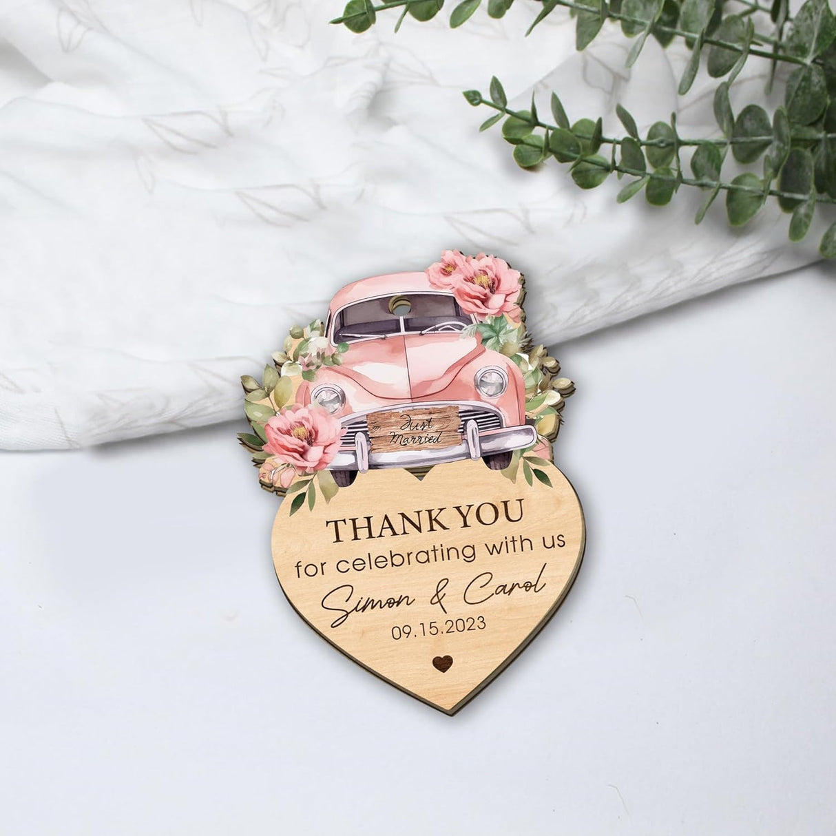 Adornos de Boda Personalizados en Madera para Agradecimiento