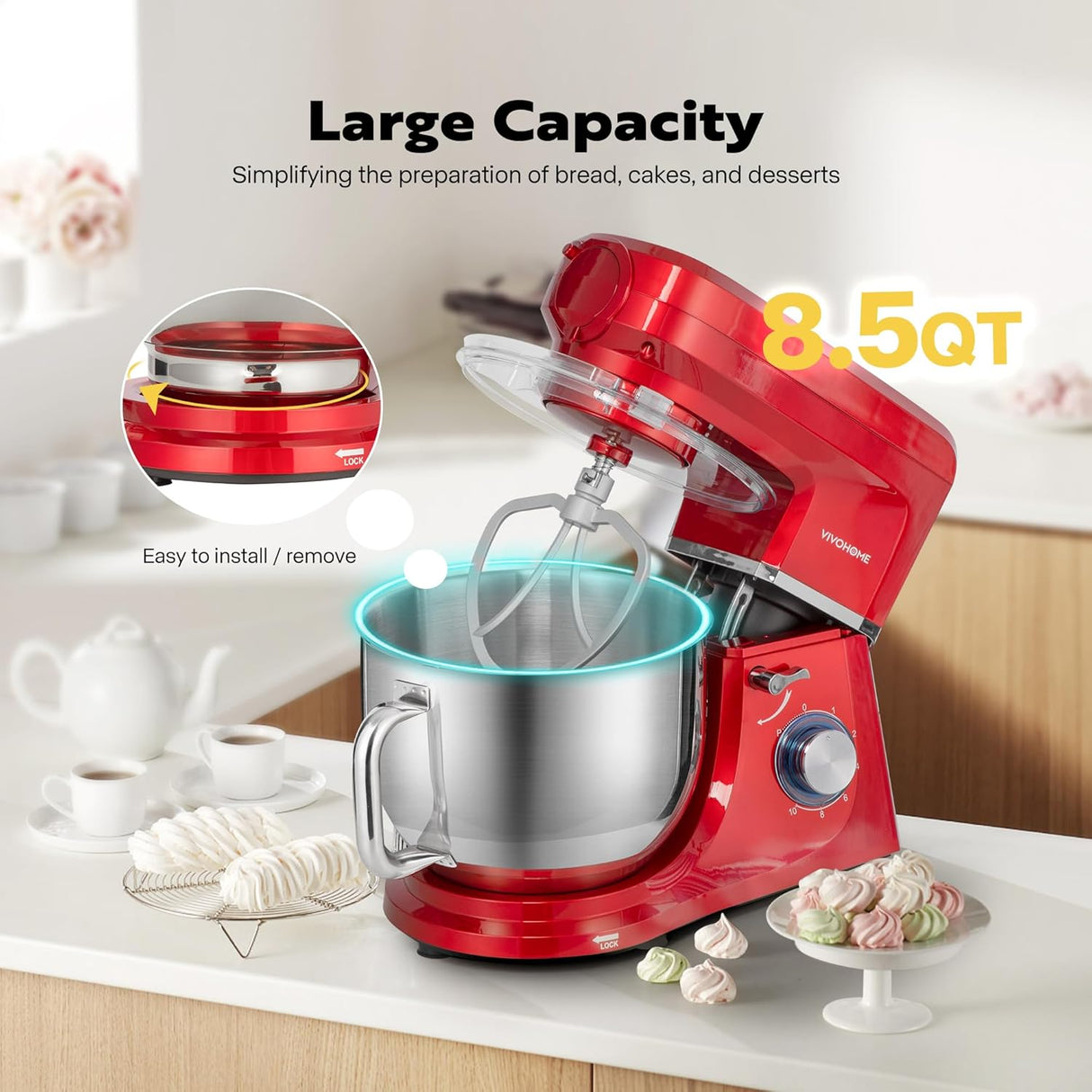 Batidora Multifuncional VIVOHOME 6 en 1 8.5QT 660W con Accesorios