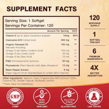 CoQ10 400mg SoftGels, Coenzyme Q10, PQQ, Omega 3, Vit E, 120 serv