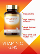 Carlyle Vitamina C con Zinc | 250 Softgels | Bioavailable