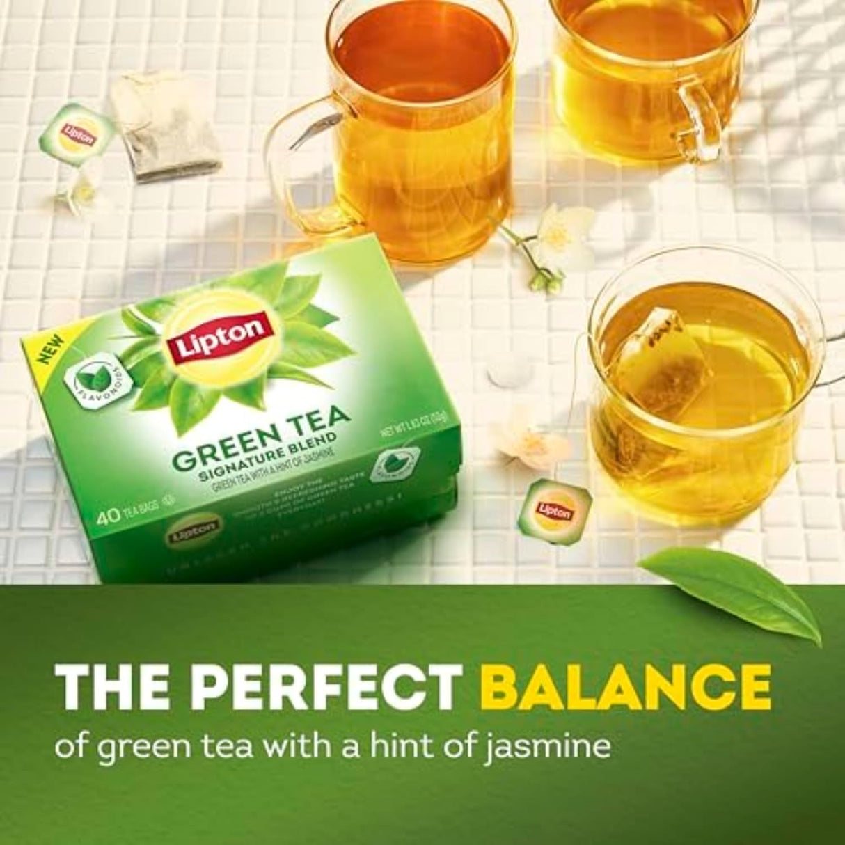 Té Verde Lipton Signature Blend, con cafeína, 40 bolsas