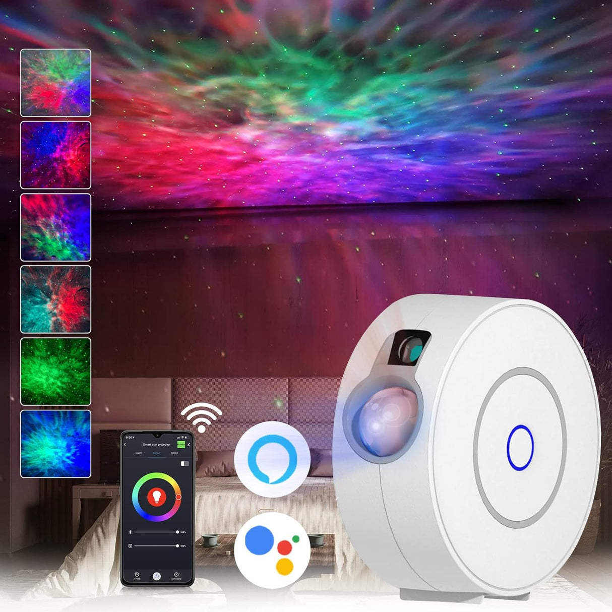 Proyector de Estrellas Smart Galaxy, Nebulosa y Olas, WiFi