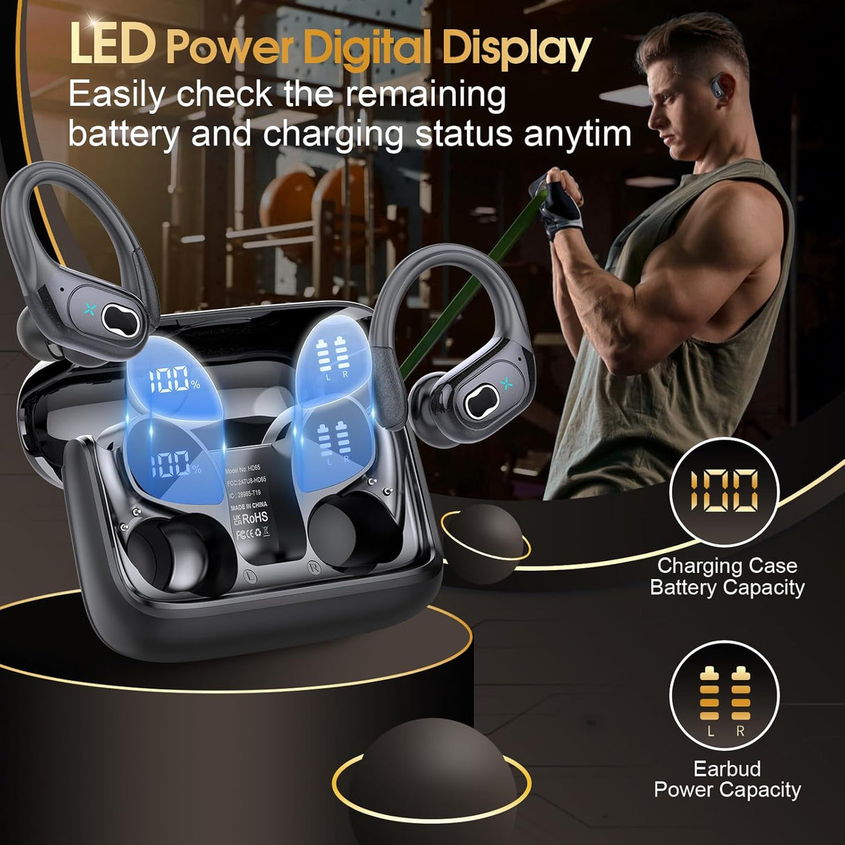 Auriculares Inalámbricos Bluetooth 5.3, Impermeables IPX7, 2024