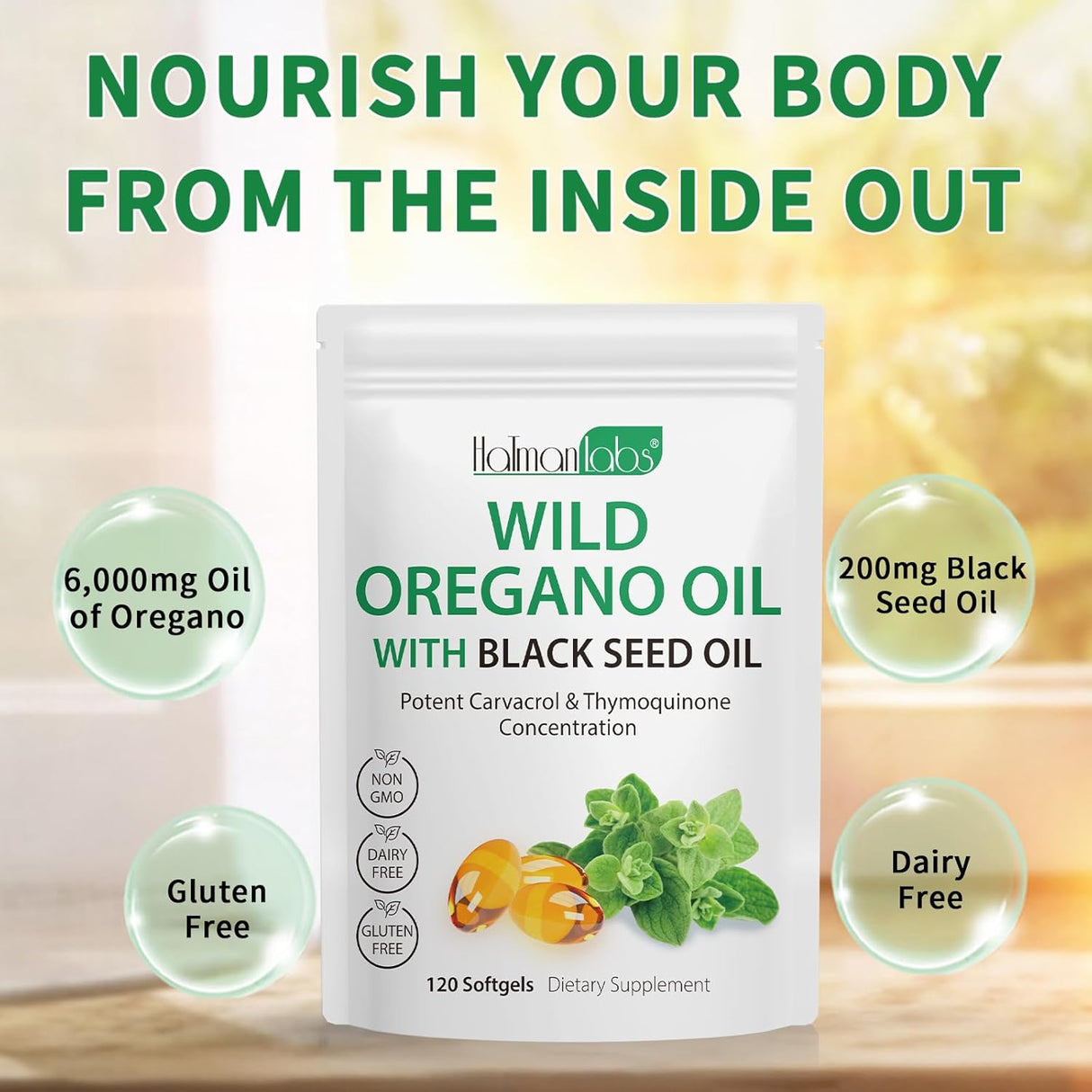 Aceite de Oregano en Softgels, 2 packs, 120 cápsulas
