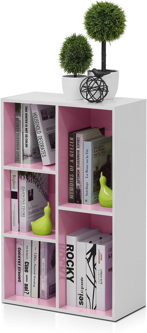 Estantería reversible con 5 cubos - Furinno 11069WH/PI