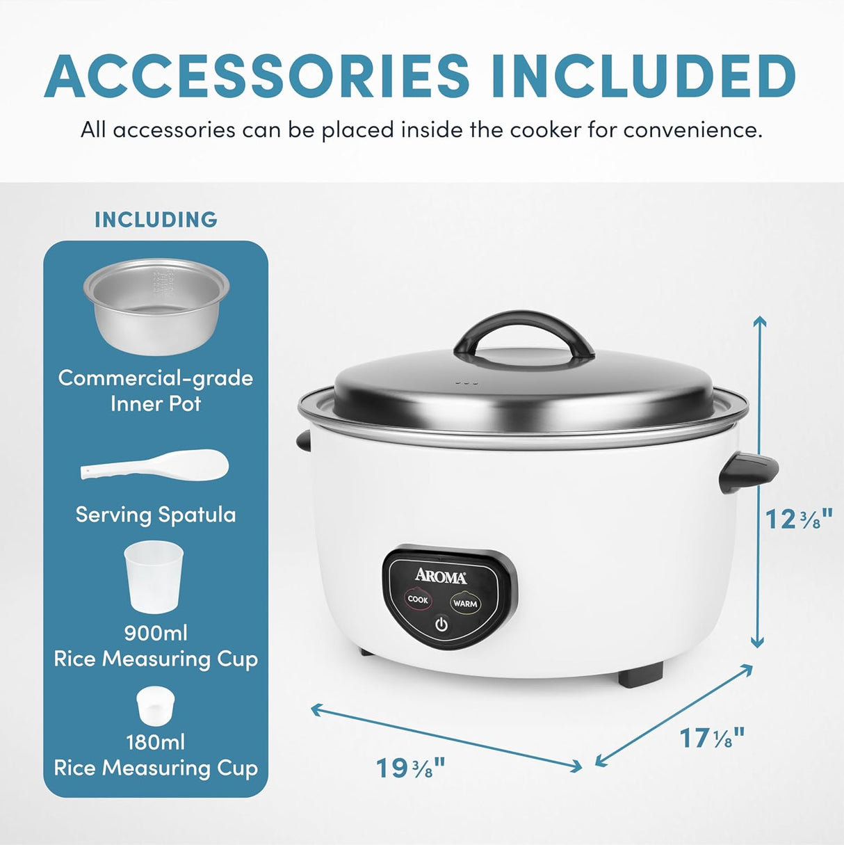 Cocedor de Arroz Aroma, 60 Tazas, 14Qt, Modelo ARC-1430E