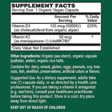 PlantFusion Vitamina D3 + K2 Orgánica Vegana 5000 IU, 60 Cápsulas