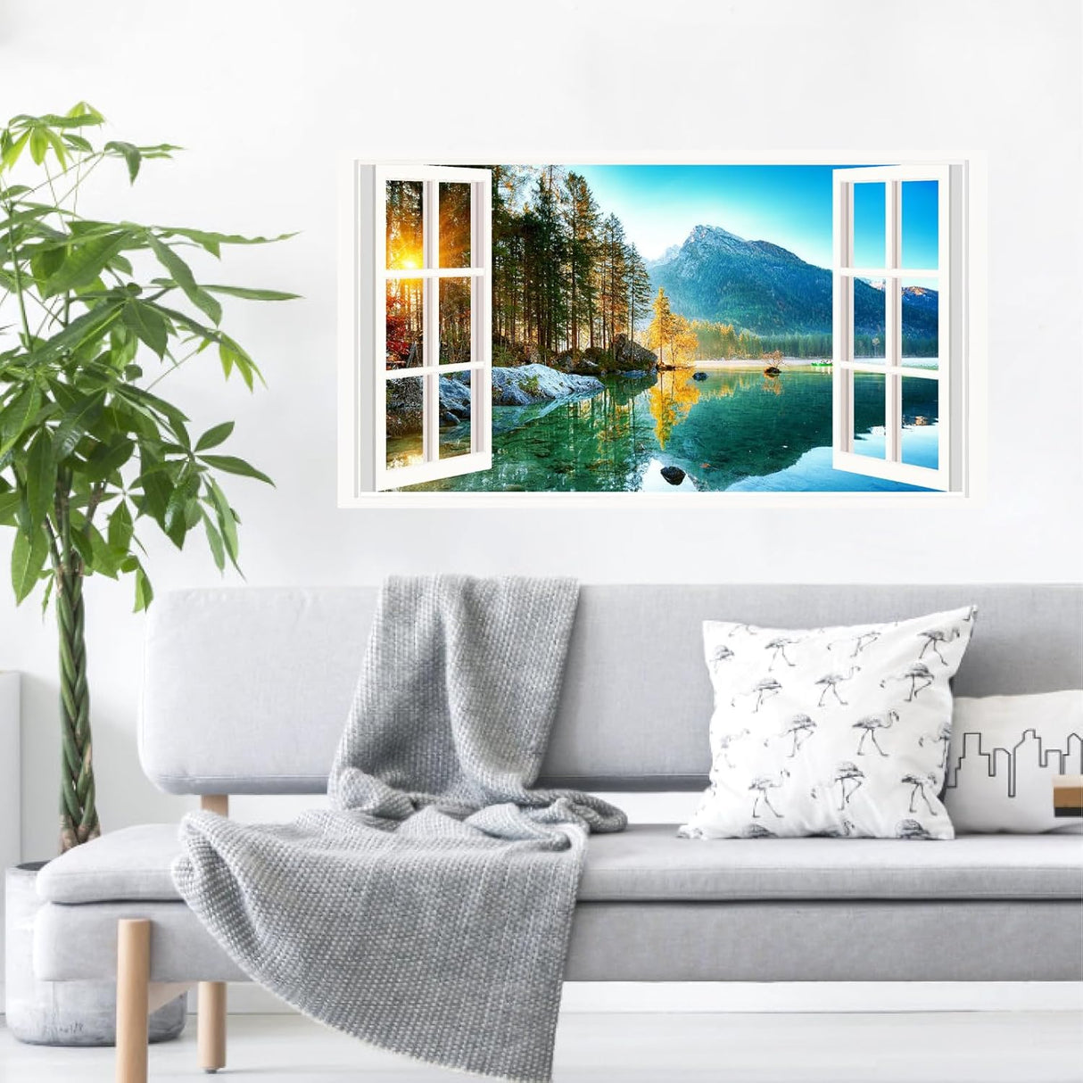 Vinilos de Ventana 3D Lago Montañés, Decoración Natural