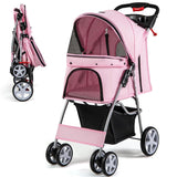 Carro de perro plegable Giantex, 4 ruedas, seguro y portátil