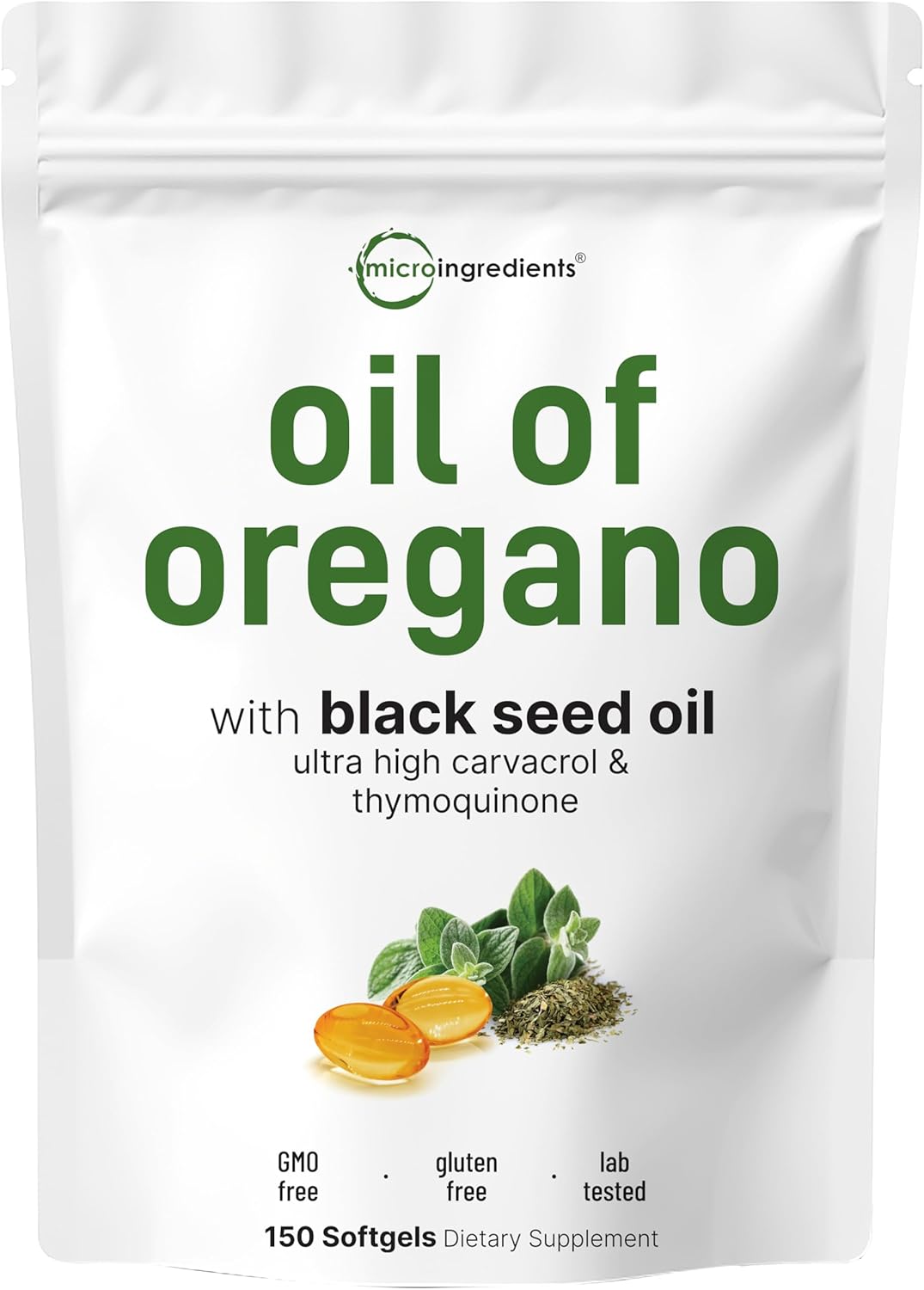 Aceite de Orégano en Softgels de Micro Ingredientes, 150 C, 4X Fuerza