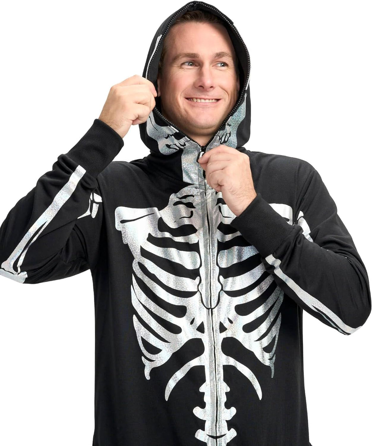 Disfraz de esqueleto Tipsy Elves, cómodos, con máscara y cremallera
