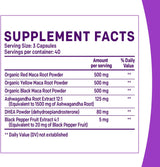 Cápsulas de Maca Orgánica y Ashwagandha - 1710mg - 120 Cápsulas